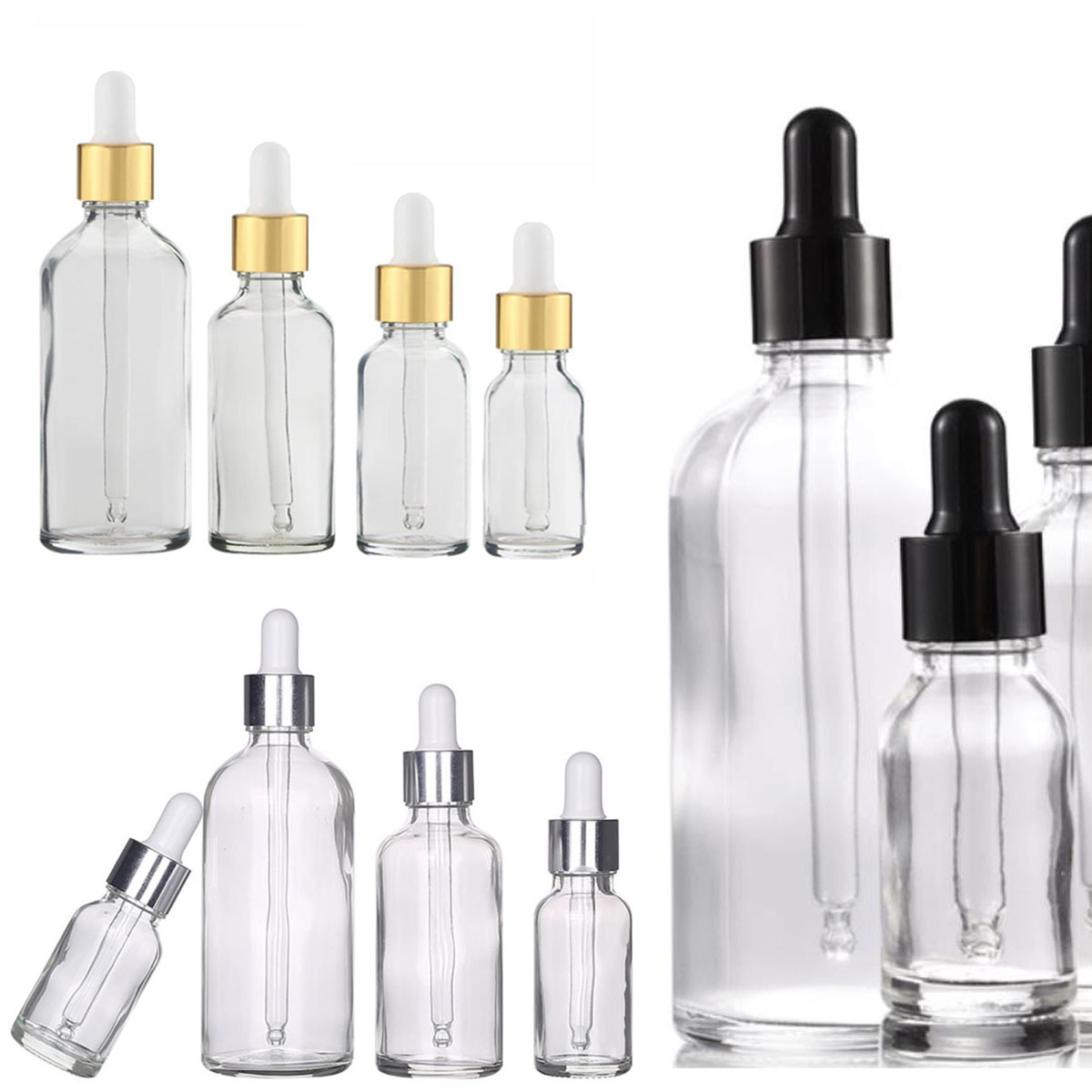 Juice Bottle Dropper - 5/10/15/30/50/0ml แก้วใสขวด Dropper ขวดขวด Pipette สําหรับเครื่องสําอางน้ําหอมน้ํามันหอมระเหย